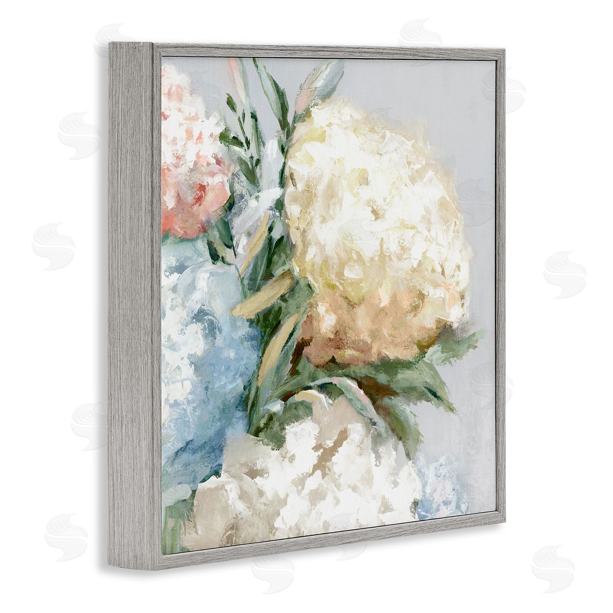 Close Up Hydrangea Blossom Grey Frame Print Wall Art, Home Decor by Alex Black
