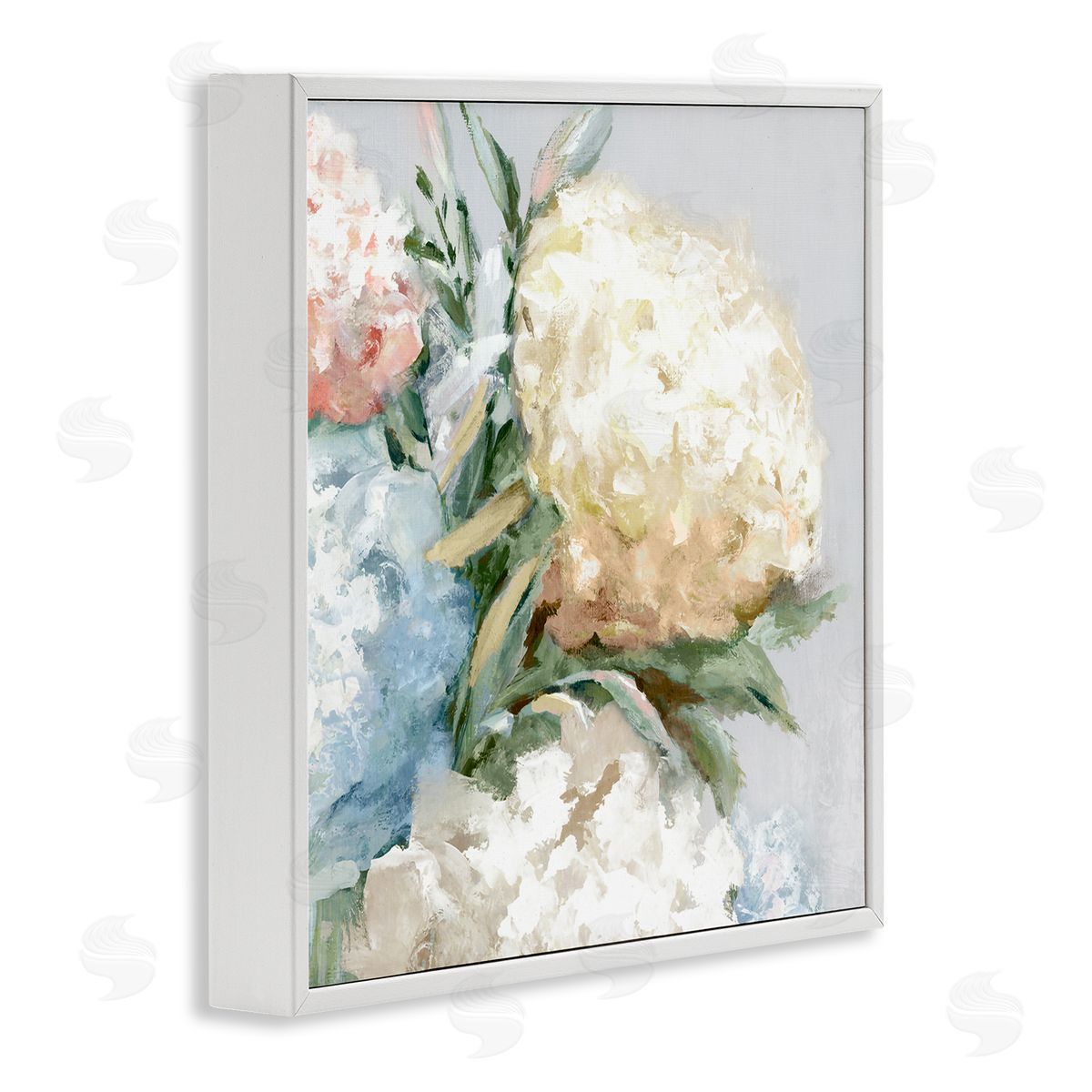 Close Up Hydrangea Blossom White Frame Print Wall Art, Home Decor by Alex Black