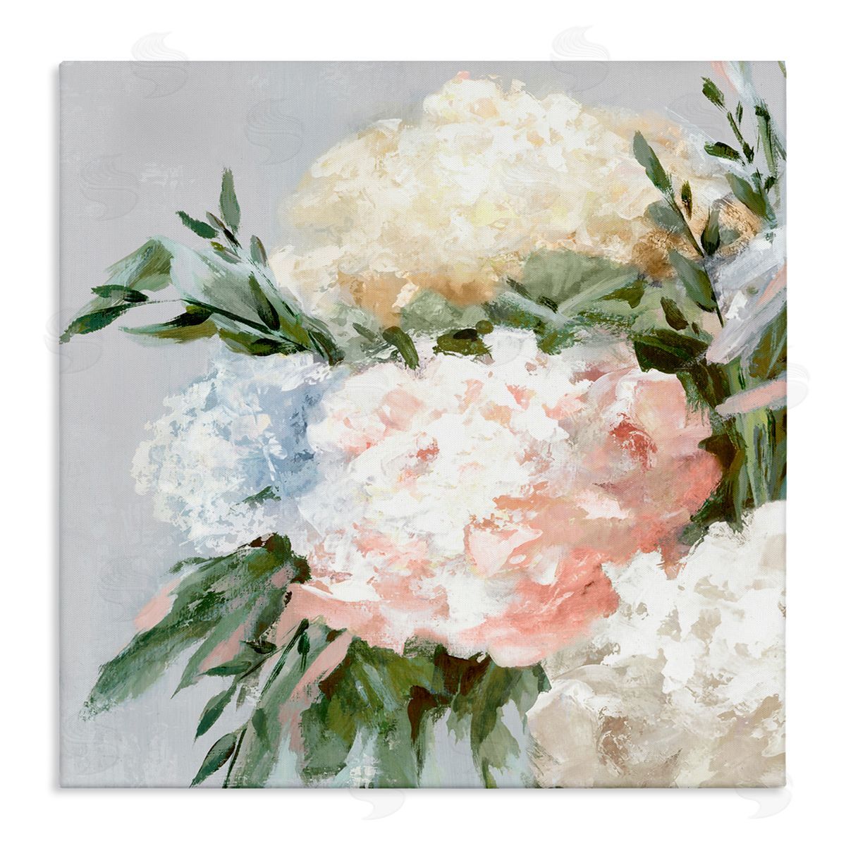 Pastel Hydrangea Blossoms Canvas Wall Art, Home Decor by Alex Black