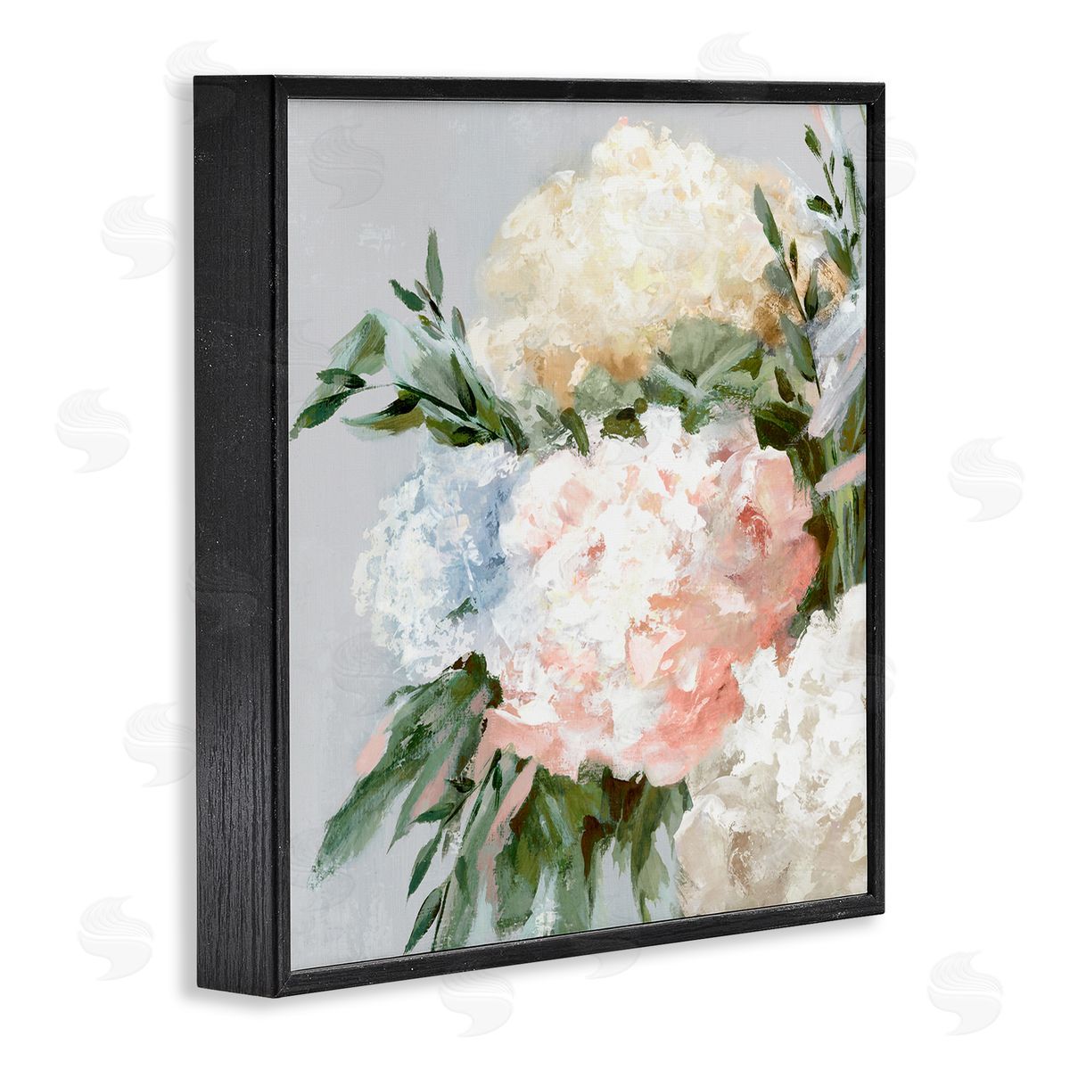 Pastel Hydrangea Blossoms Black Frame Print Wall Art, Home Decor by Alex Black