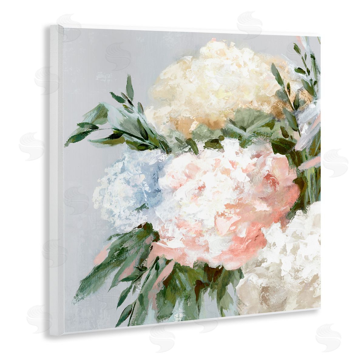 Pastel Hydrangea Blossoms Wood Plaque Wall Art, Home Decor by Alex Black