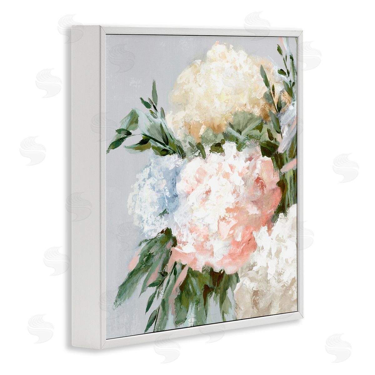 Pastel Hydrangea Blossoms White Frame Print Wall Art, Home Decor by Alex Black