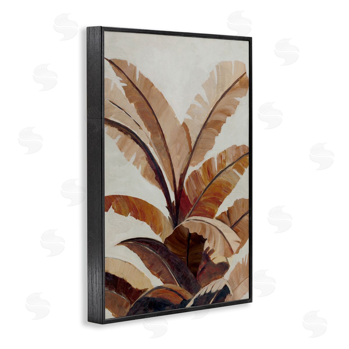 Neutral Tropical Fan Leaves Black Frame Print Wall Art, Home Decor by Jacob Q