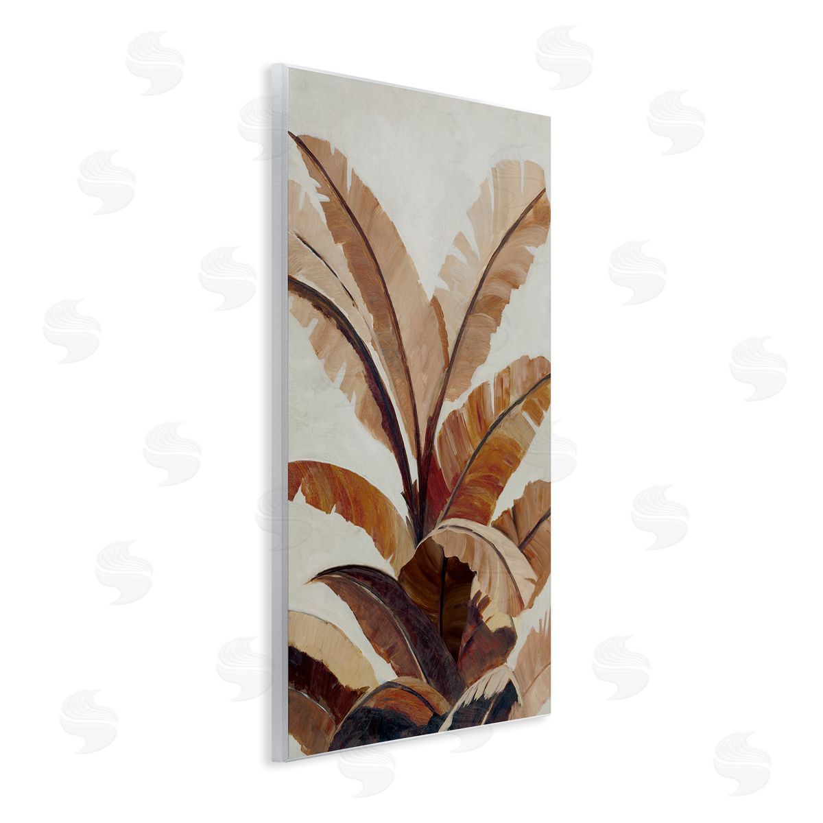 Neutral Tropical Fan Leaves Wood Plaque Wall Art, Home Decor by Jacob Q