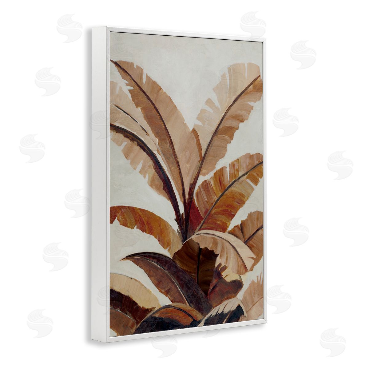 Neutral Tropical Fan Leaves White Frame Print Wall Art, Home Decor by Jacob Q