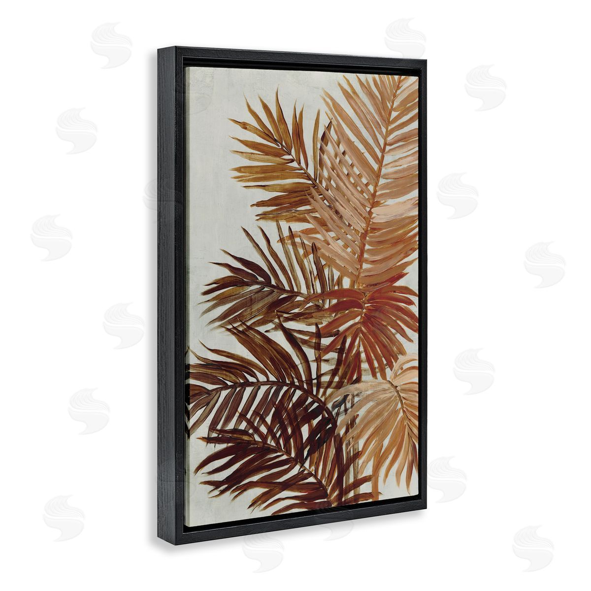 Natural Palm Leaves Black Floating Frame Canvas Wall Art, Home Decor by Jacob Q