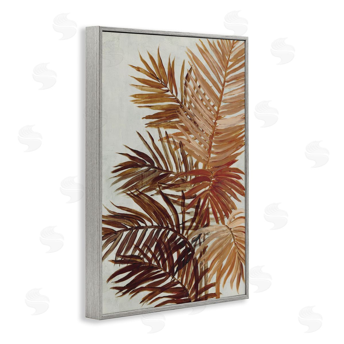 Natural Palm Leaves Grey Frame Print Wall Art, Home Decor by Jacob Q