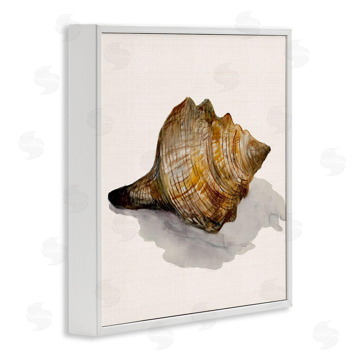 Conch Shell on Beige White Frame Print Wall Art, Home Decor by Jacob Q