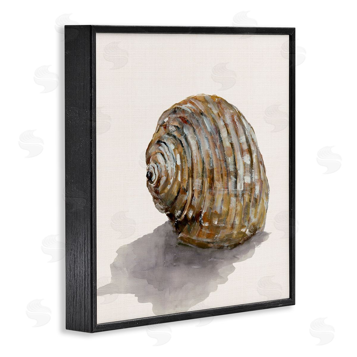 Curved Seashell on Beige Black Frame Print Wall Art, Home Decor by Jacob Q