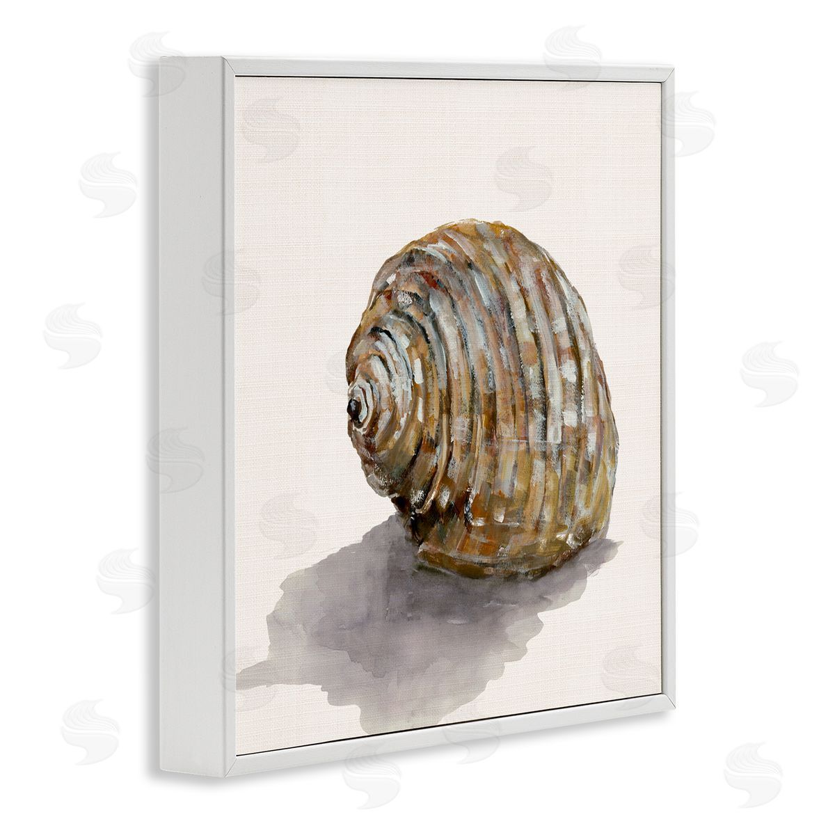 Curved Seashell on Beige White Frame Print Wall Art, Home Decor by Jacob Q