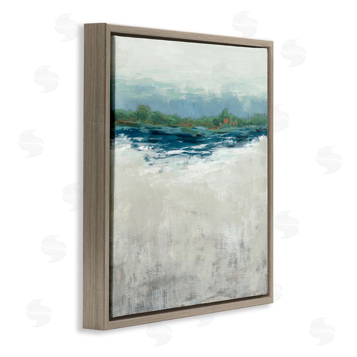 Abstract Gradient Seascape Brown Floating Frame Canvas Wall Art, Home Decor by Jacob Q
