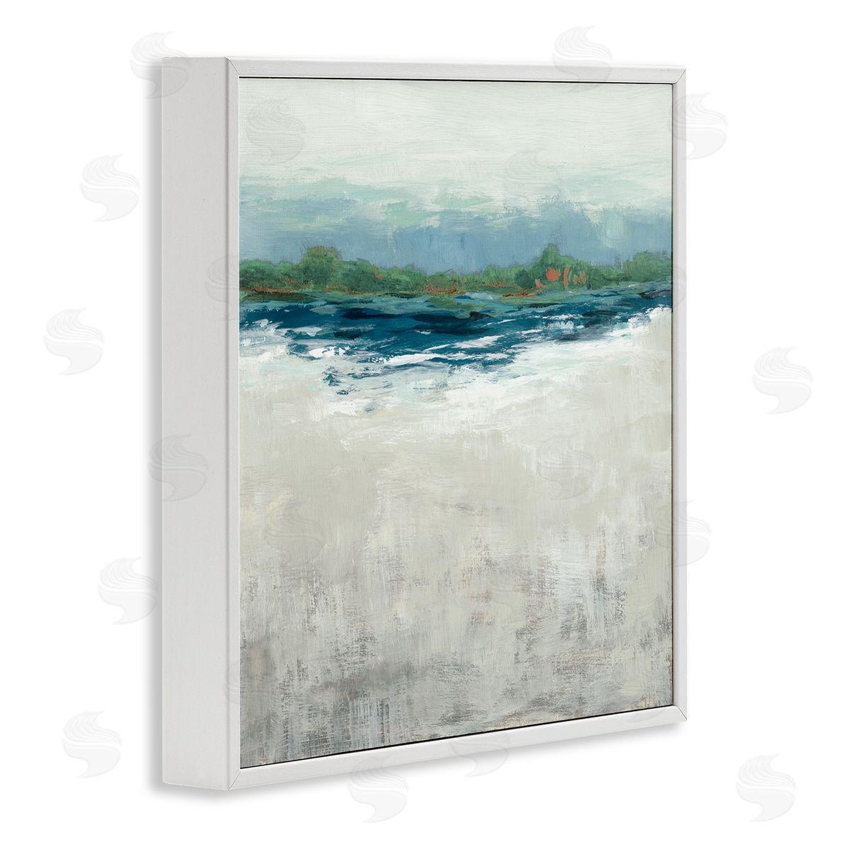 Abstract Gradient Seascape White Frame Print Wall Art, Home Decor by Jacob Q