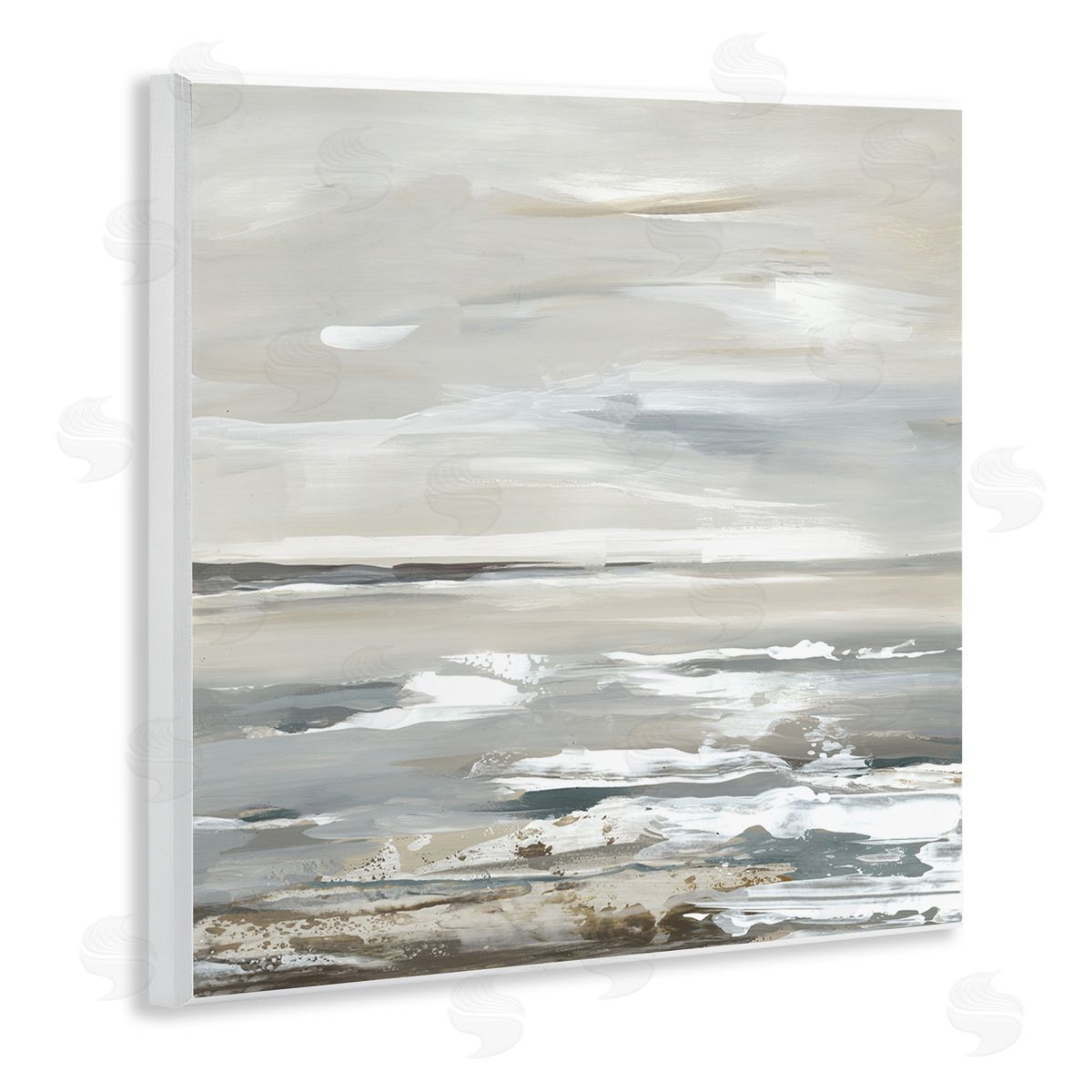 White Waves Impression Wood Plaque Wall Art, Home Decor by Lera