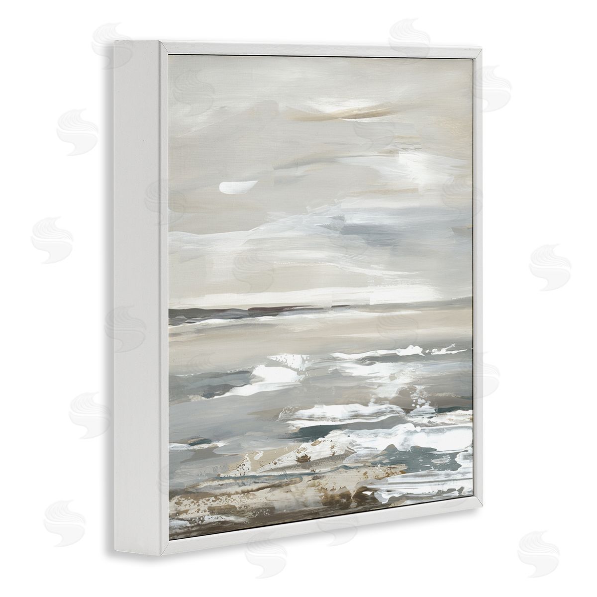 White Waves Impression White Frame Print Wall Art, Home Decor by Lera