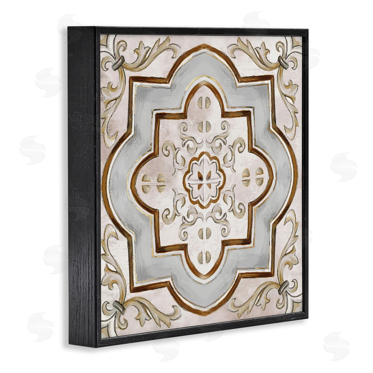 Traditional Symmetrical Tile Black Frame Print Wall Art, Home Decor by Eli Jones