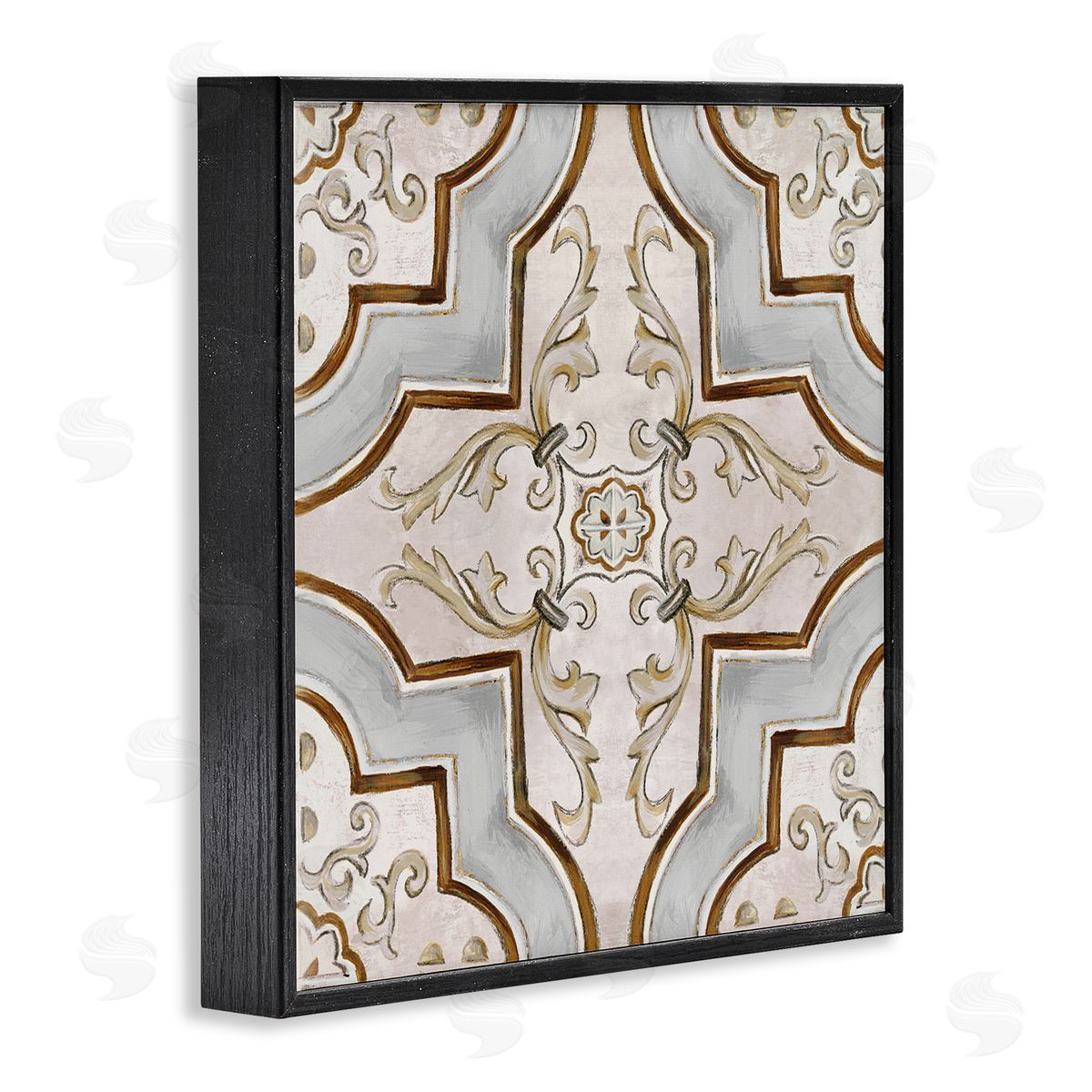 Classic Symmetrical Tile Black Frame Print Wall Art, Home Decor by Eli Jones