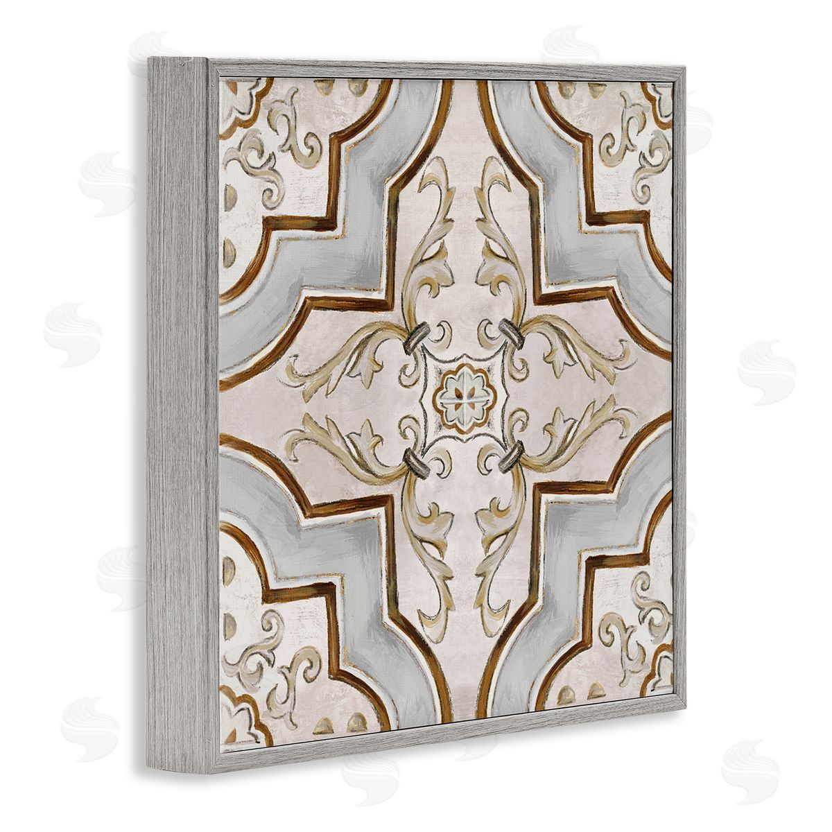 Classic Symmetrical Tile Grey Frame Print Wall Art, Home Decor by Eli Jones