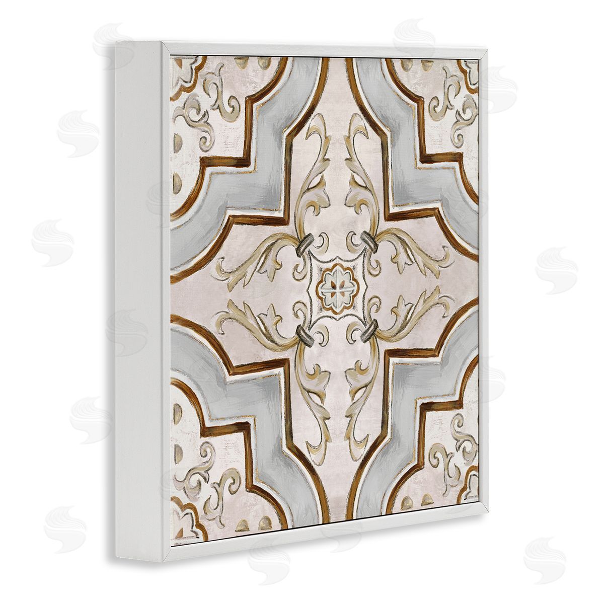 Classic Symmetrical Tile White Frame Print Wall Art, Home Decor by Eli Jones