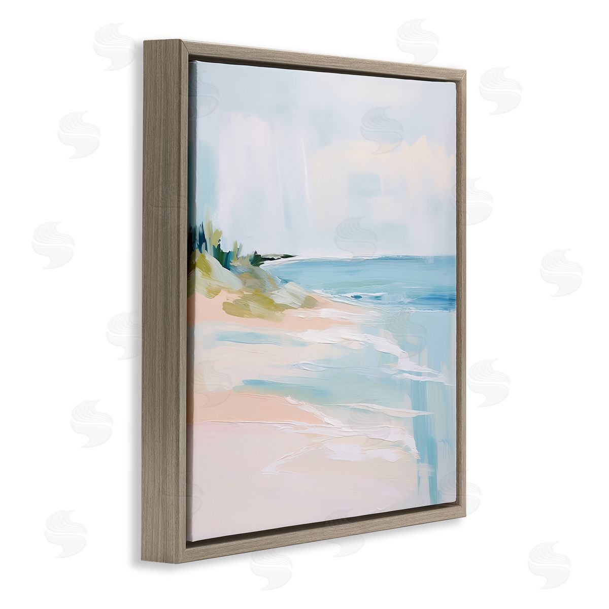 Abstract Beach Edge Brown Floating Frame Canvas Wall Art, Home Decor by Irena Orlov