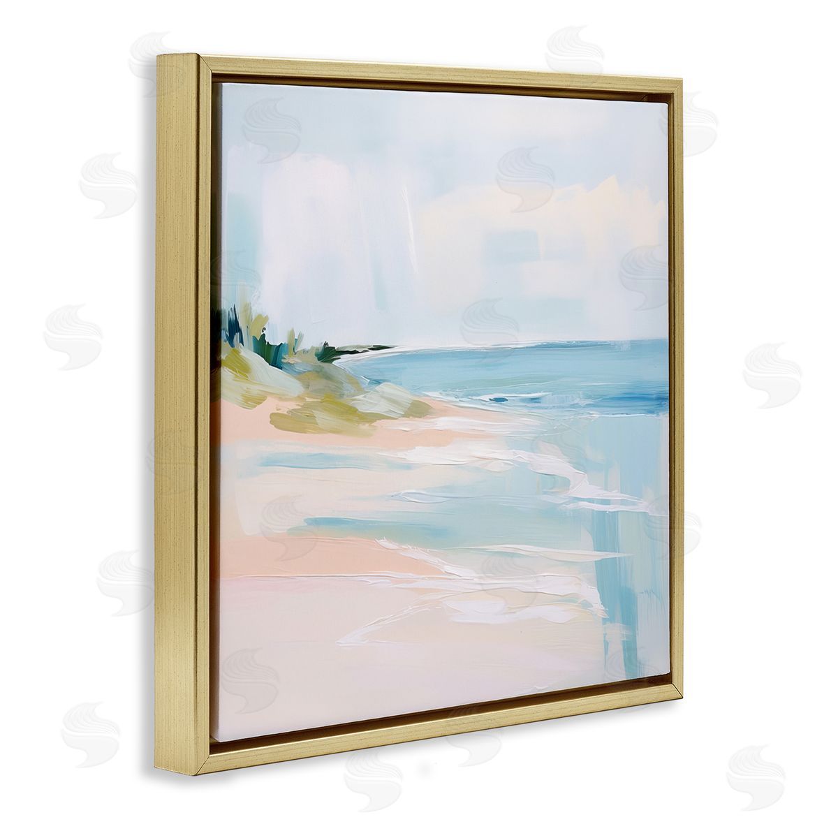 Abstract Beach Edge Gold Floating Frame Canvas Wall Art, Home Decor by Irena Orlov