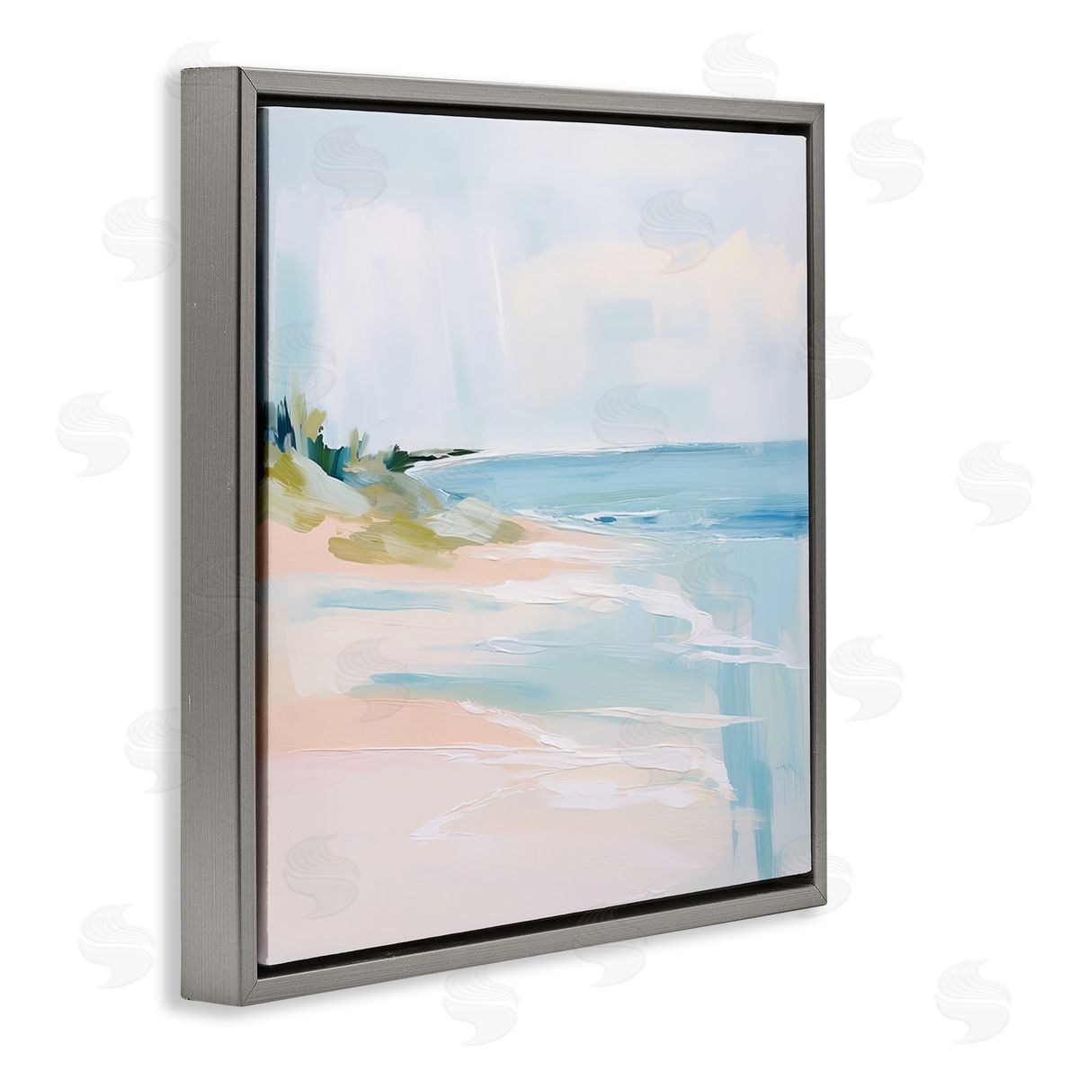 Abstract Beach Edge Grey Floating Frame Canvas Wall Art, Home Decor by Irena Orlov