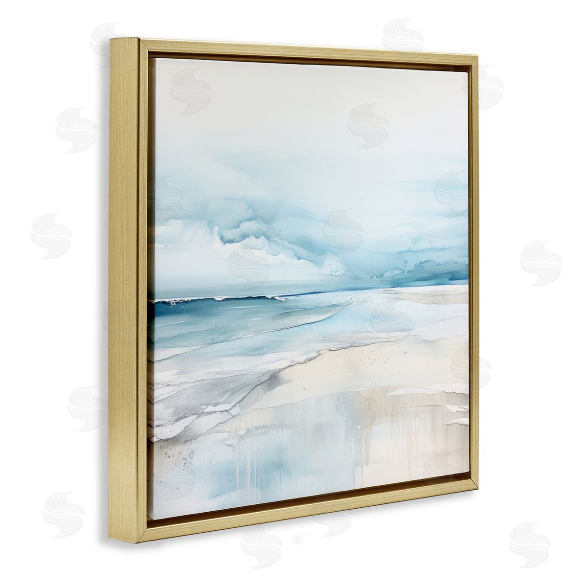 Abstract Modern Shoreline Gold Floating Frame Canvas Wall Art, Home Decor by Irena Orlov