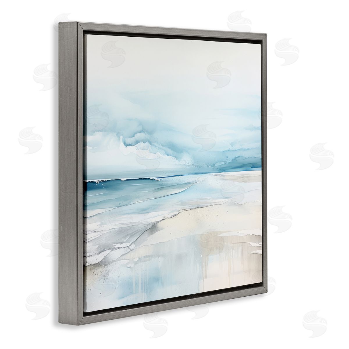 Abstract Modern Shoreline Grey Floating Frame Canvas Wall Art, Home Decor by Irena Orlov