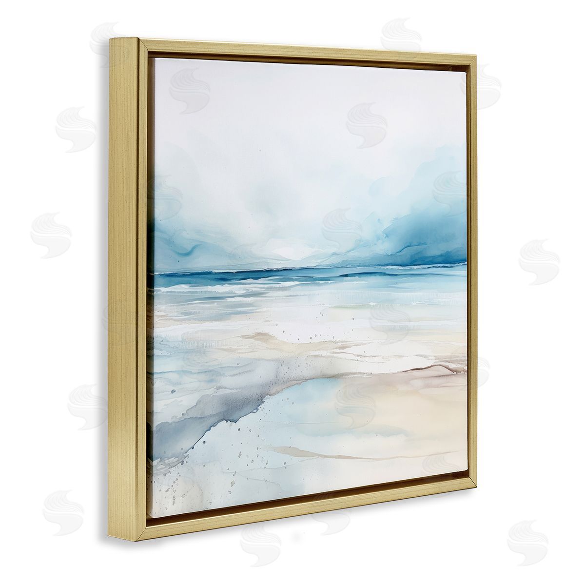 Nautical Scenery Abstract Gold Floating Frame Canvas Wall Art, Home Decor by Irena Orlov