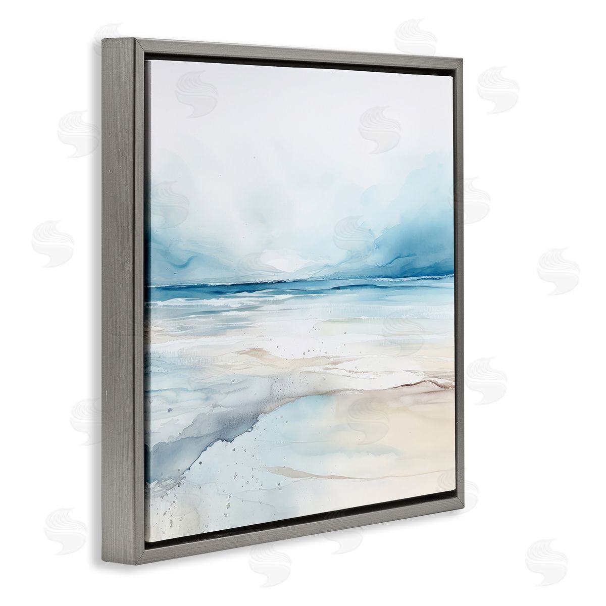 Nautical Scenery Abstract Grey Floating Frame Canvas Wall Art, Home Decor by Irena Orlov