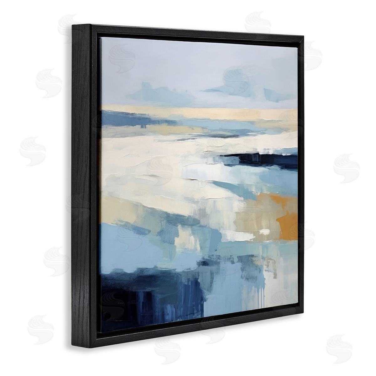 Energetic Flowing Terrain Black Floating Frame Canvas Wall Art, Home Decor by Irena Orlov
