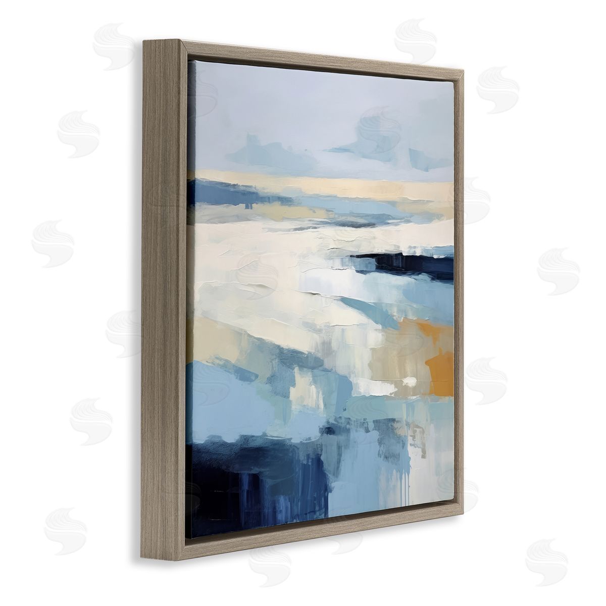 Energetic Flowing Terrain Brown Floating Frame Canvas Wall Art, Home Decor by Irena Orlov