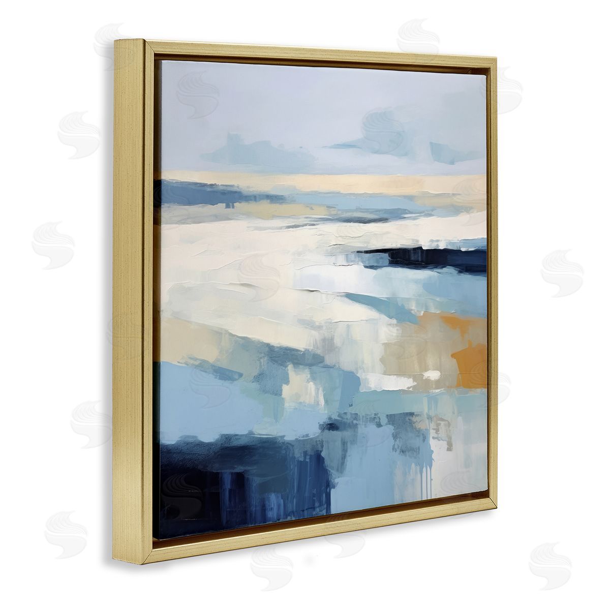 Energetic Flowing Terrain Gold Floating Frame Canvas Wall Art, Home Decor by Irena Orlov