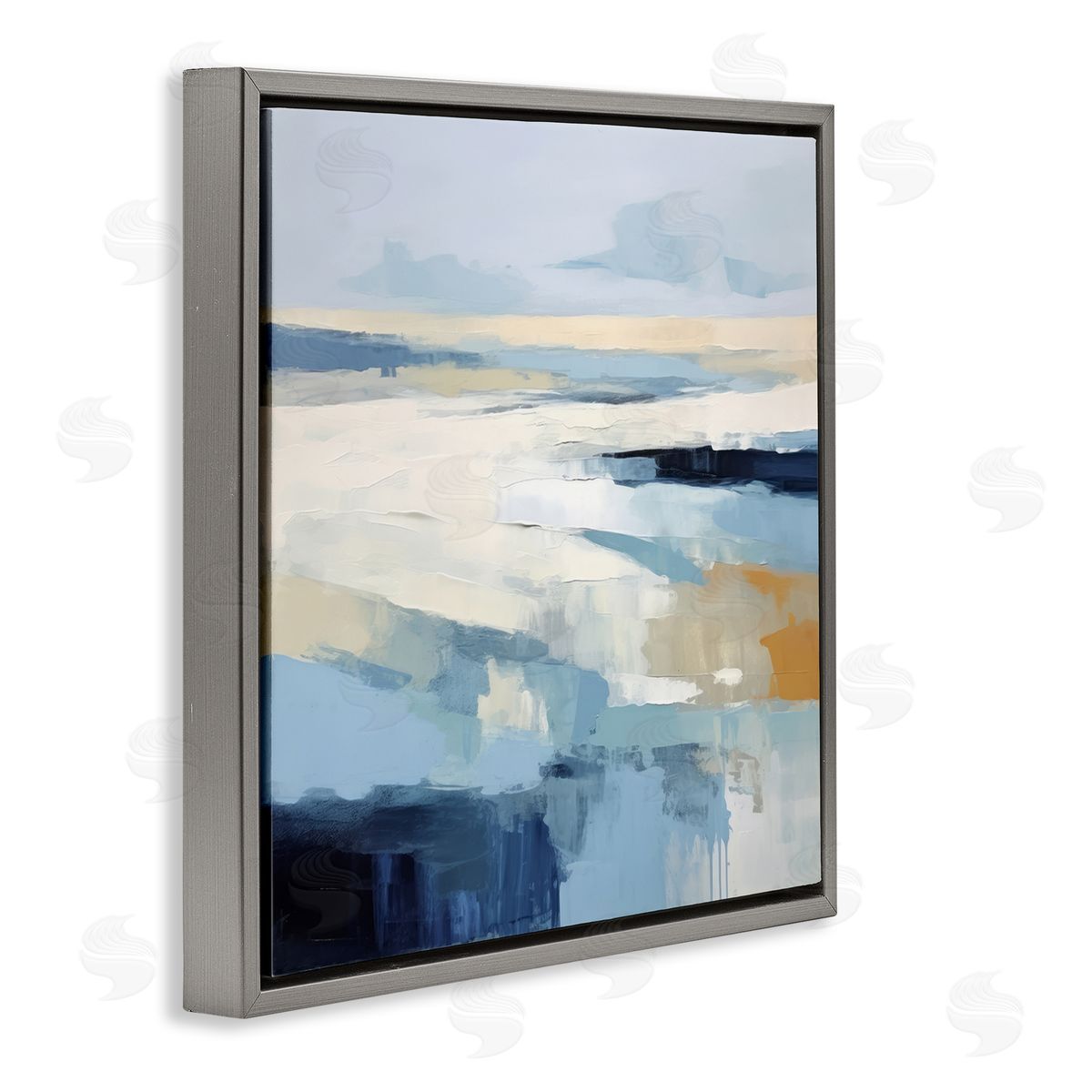 Energetic Flowing Terrain Grey Floating Frame Canvas Wall Art, Home Decor by Irena Orlov