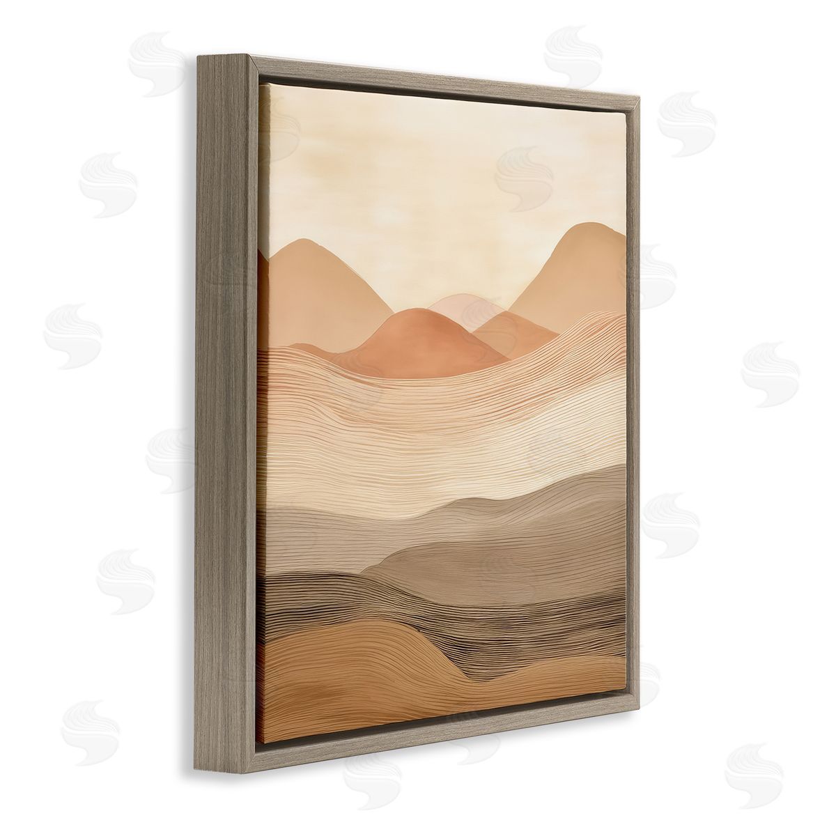 Layered Sand Dunes Brown Floating Frame Canvas Wall Art, Home Decor by Irena Orlov