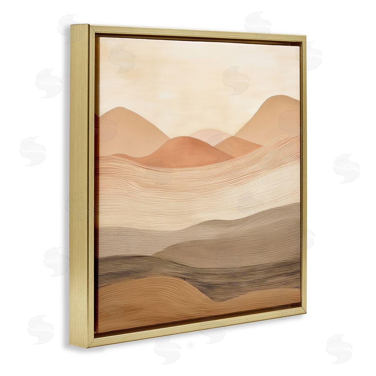 Layered Sand Dunes Gold Floating Frame Canvas Wall Art, Home Decor by Irena Orlov