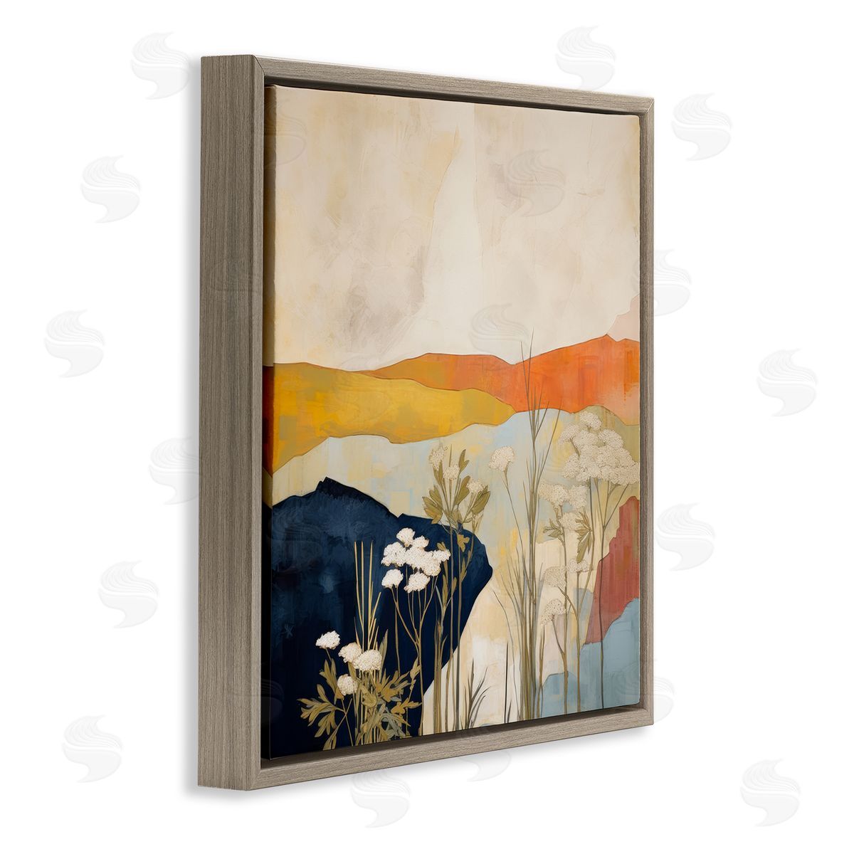 Complex Desert Layers Brown Floating Frame Canvas Wall Art, Home Decor by Irena Orlov