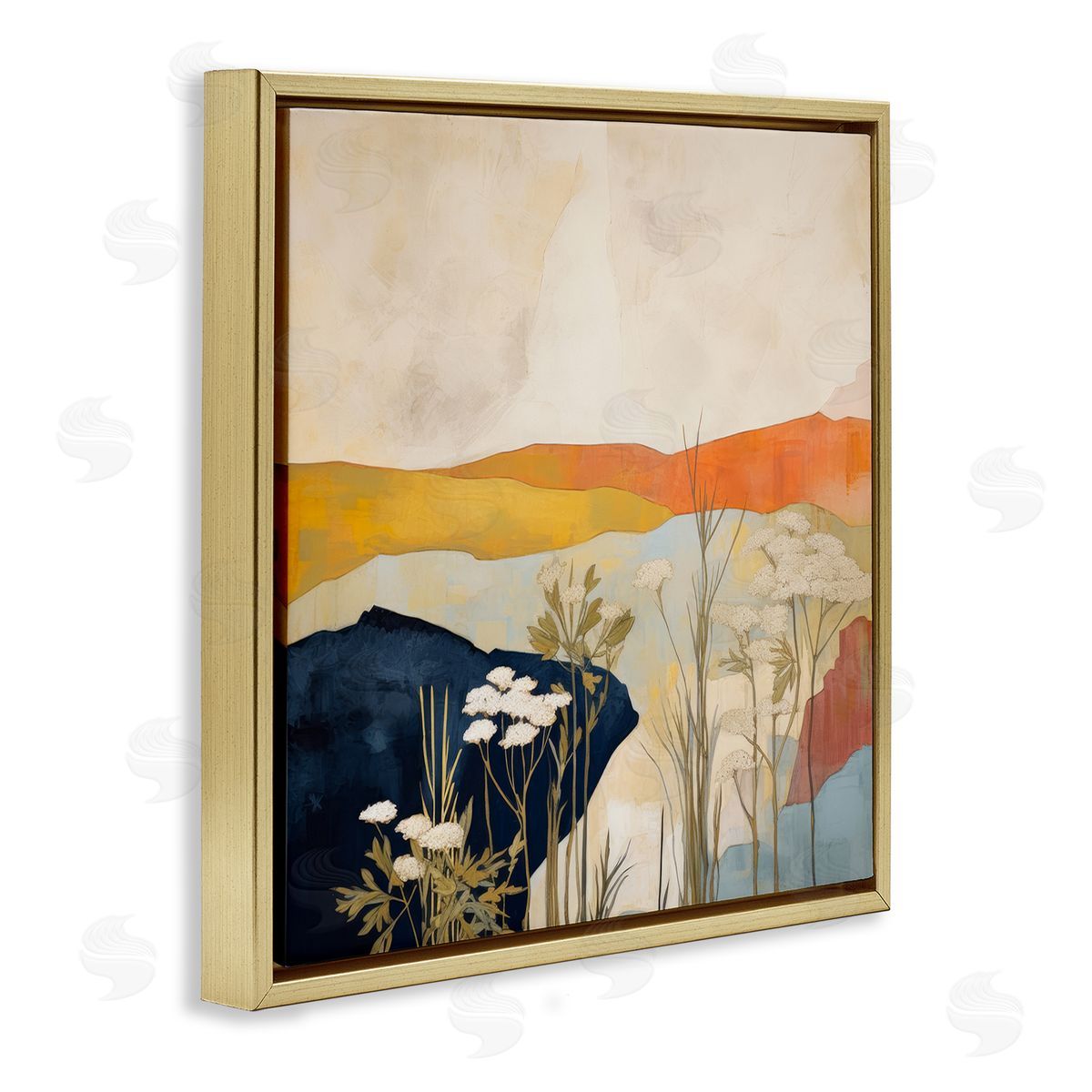 Complex Desert Layers Gold Floating Frame Canvas Wall Art, Home Decor by Irena Orlov