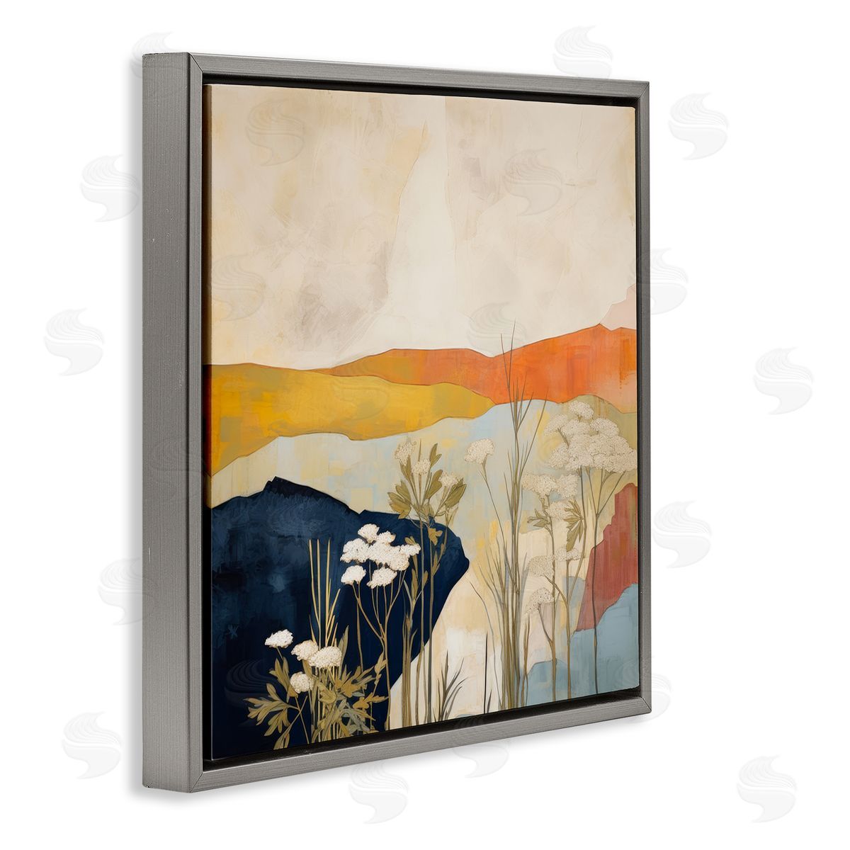 Complex Desert Layers Grey Floating Frame Canvas Wall Art, Home Decor by Irena Orlov