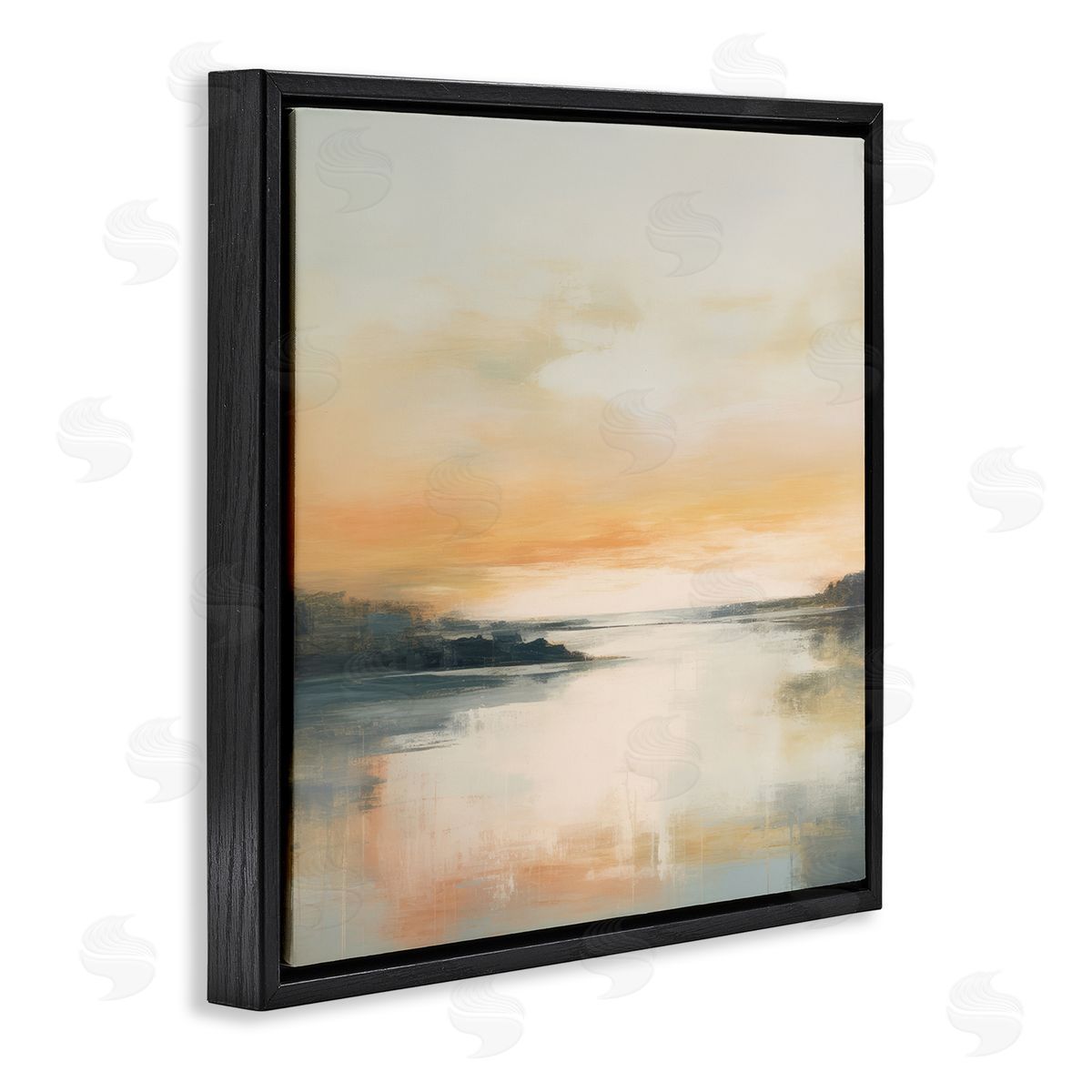 Clear Sunset on Lake Black Floating Frame Canvas Wall Art, Home Decor by Irena Orlov