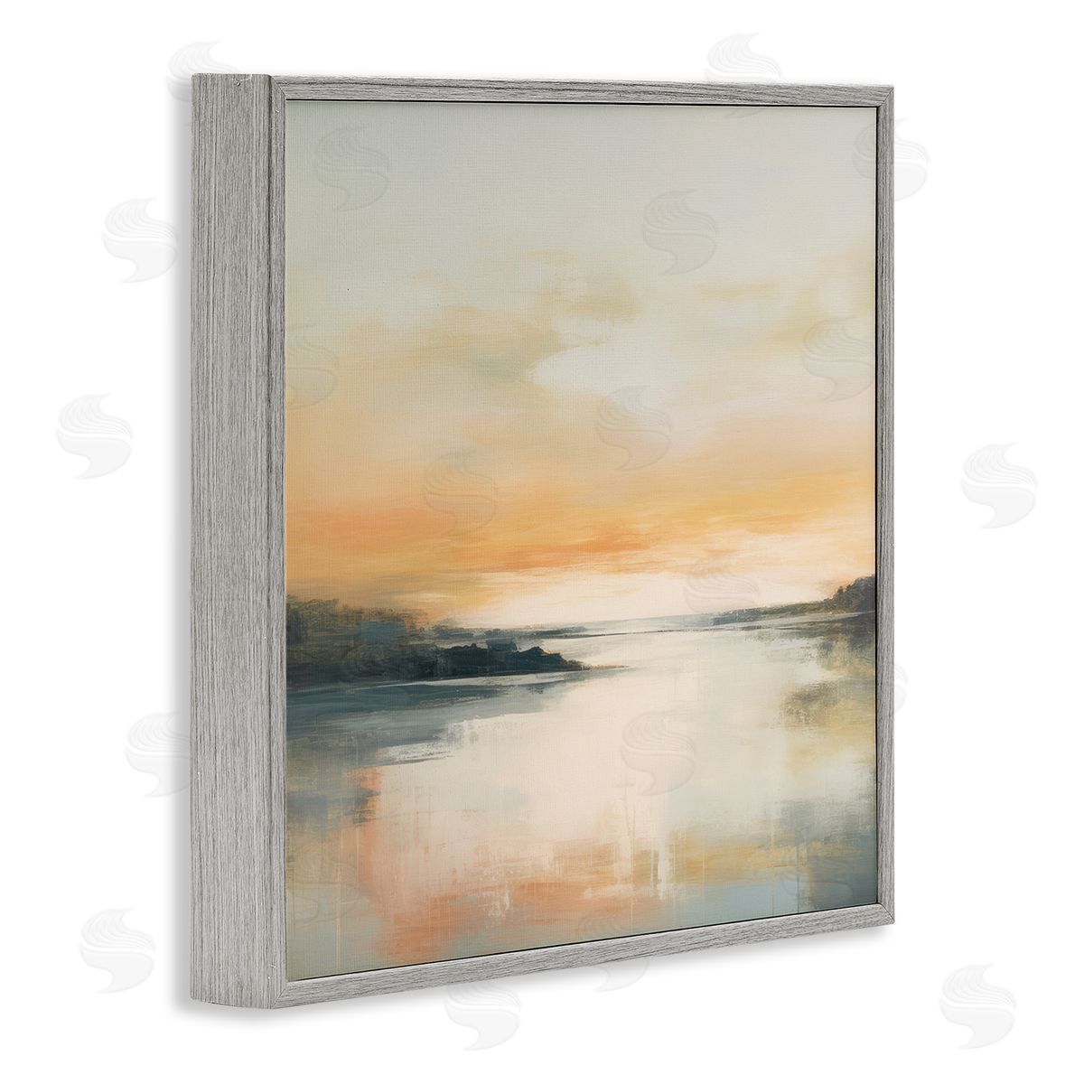 Clear Sunset on Lake Grey Frame Print Wall Art, Home Decor by Irena Orlov