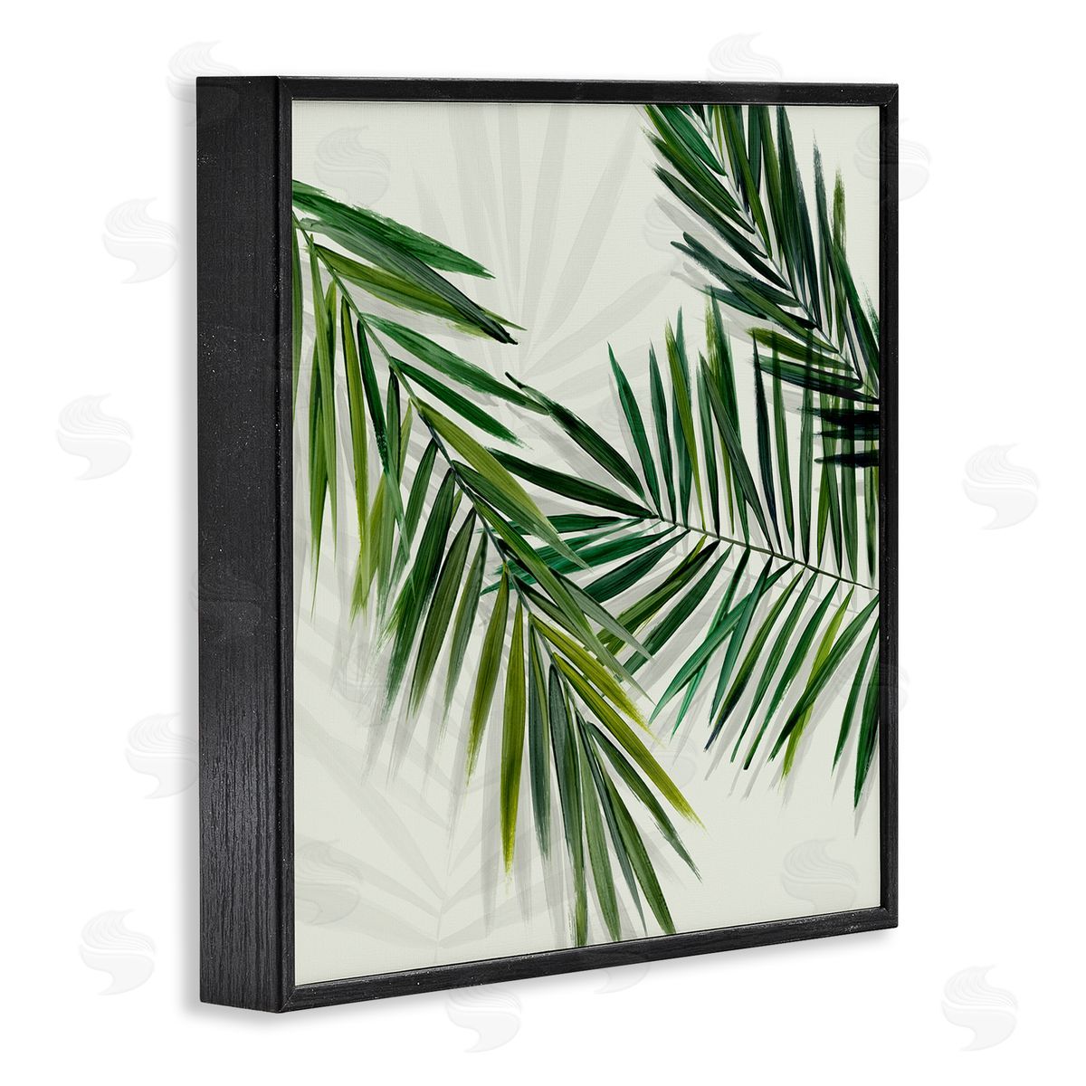 Tropical Palms with Shadows Black Frame Print Wall Art, Home Decor by Hannah Dawson