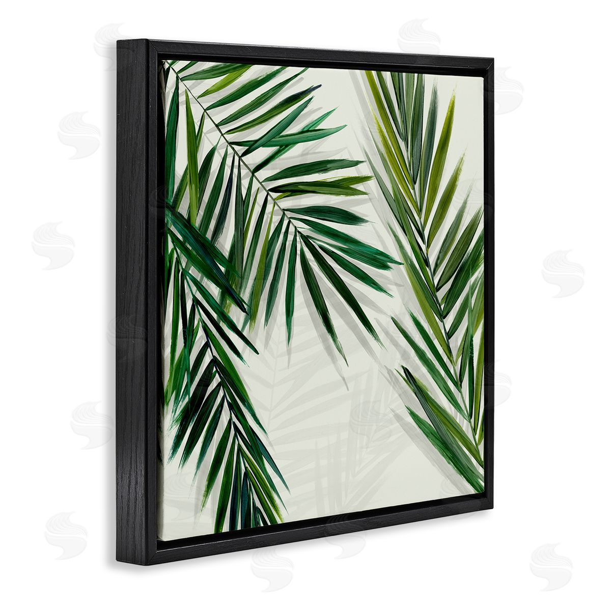 Restful Palms with Shadows Black Floating Frame Canvas Wall Art, Home Decor by Hannah Dawson