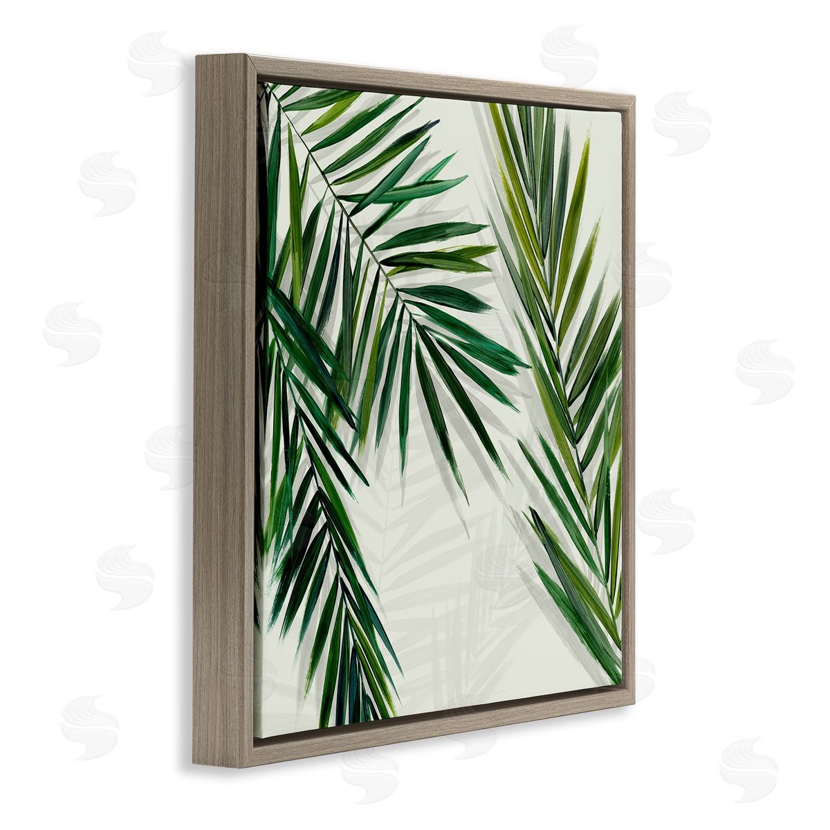Restful Palms with Shadows Brown Floating Frame Canvas Wall Art, Home Decor by Hannah Dawson