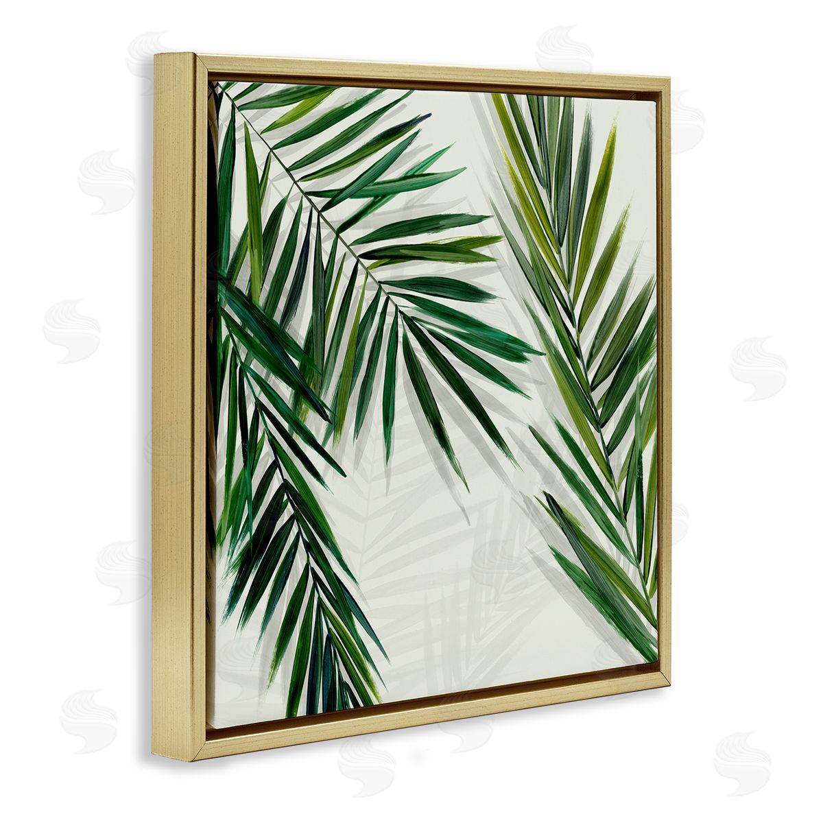 Restful Palms with Shadows Gold Floating Frame Canvas Wall Art, Home Decor by Hannah Dawson