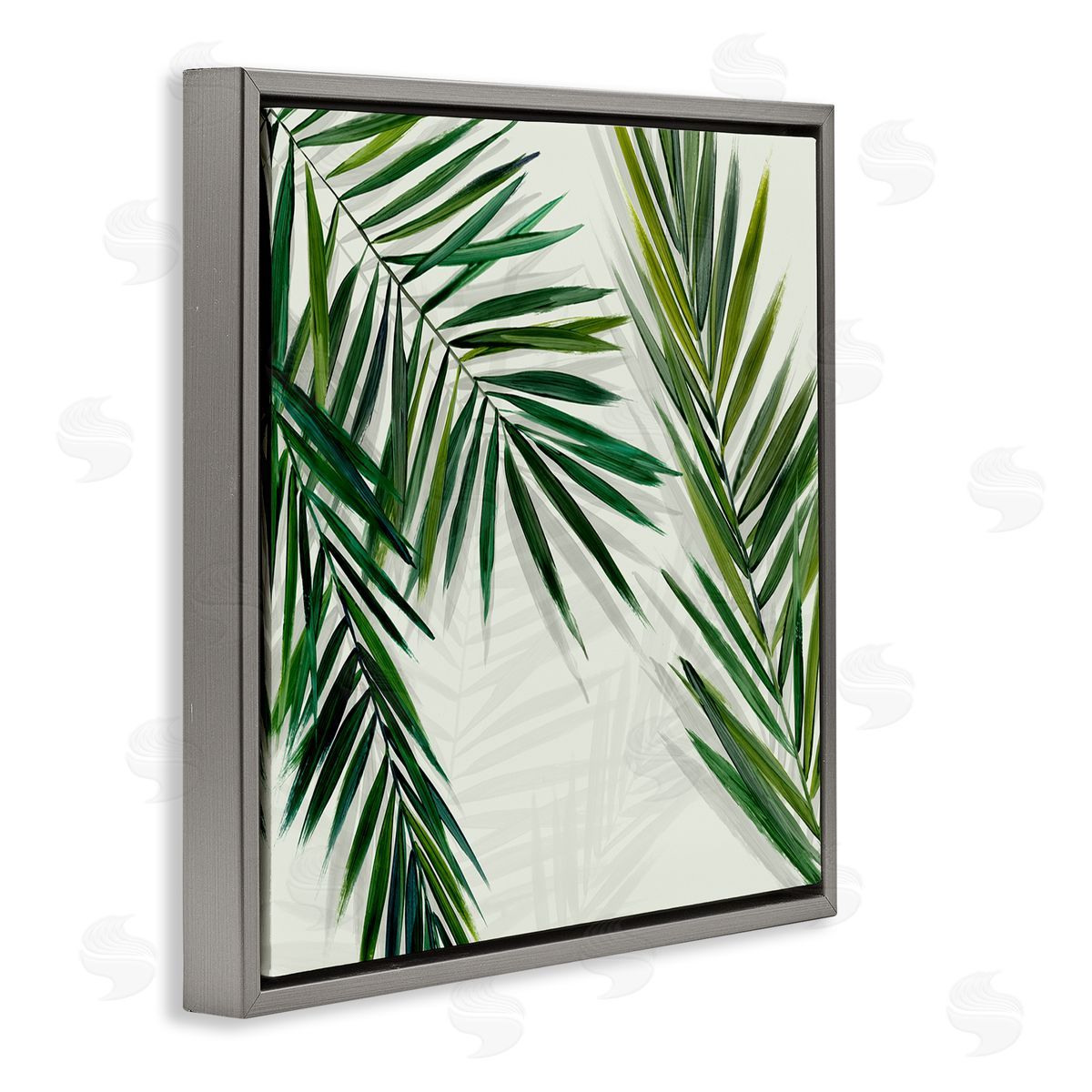 Restful Palms with Shadows Grey Floating Frame Canvas Wall Art, Home Decor by Hannah Dawson