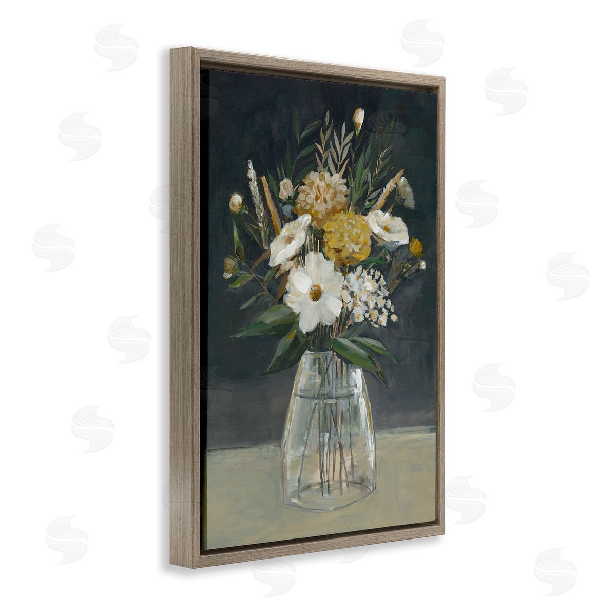 Earthy Blooms Still Life Brown Floating Frame Canvas Wall Art, Home Decor by Hannah Dawson