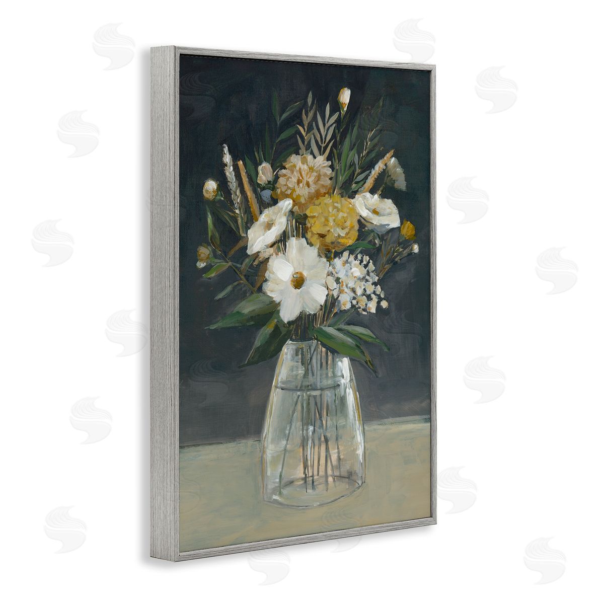 Earthy Blooms Still Life Grey Frame Print Wall Art, Home Decor by Hannah Dawson