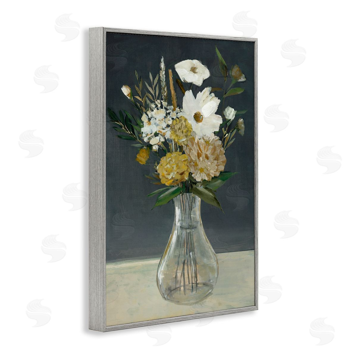 Earthy Floral Vase Grey Frame Print Wall Art, Home Decor by Hannah Dawson