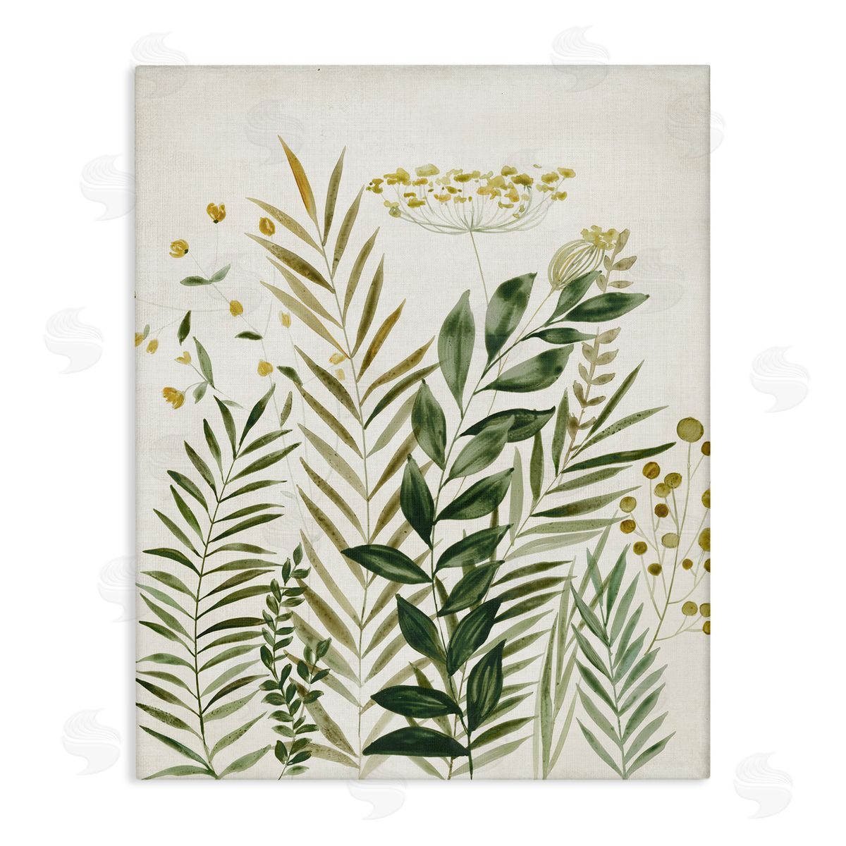 Palm Leaves & Herbs Canvas Wall Art, Home Decor by Hannah Dawson