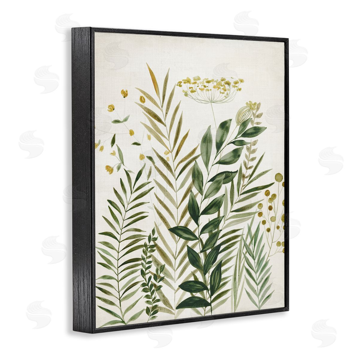 Palm Leaves & Herbs Black Frame Print Wall Art, Home Decor by Hannah Dawson